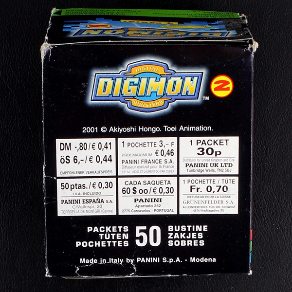Digimon 2 Panini box with 50 sticker bags