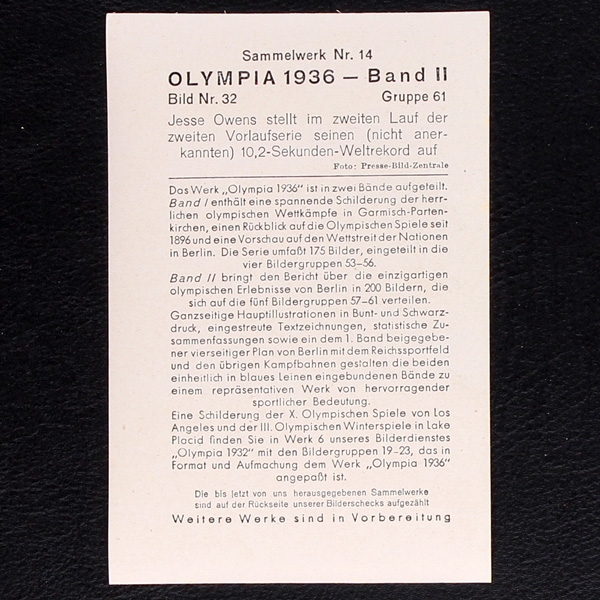 Jesse Owens Reemtsma Bild No. 32 - Olympia 1936