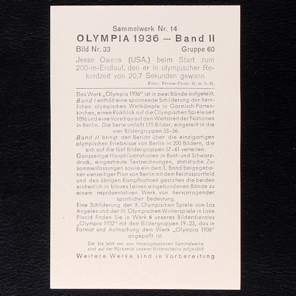 Jesse Owens Reemtsma Bild No. 33 - Olympia 1936