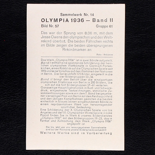 Jesse Owens Reemtsma Bild No. 57 - Olympia 1936