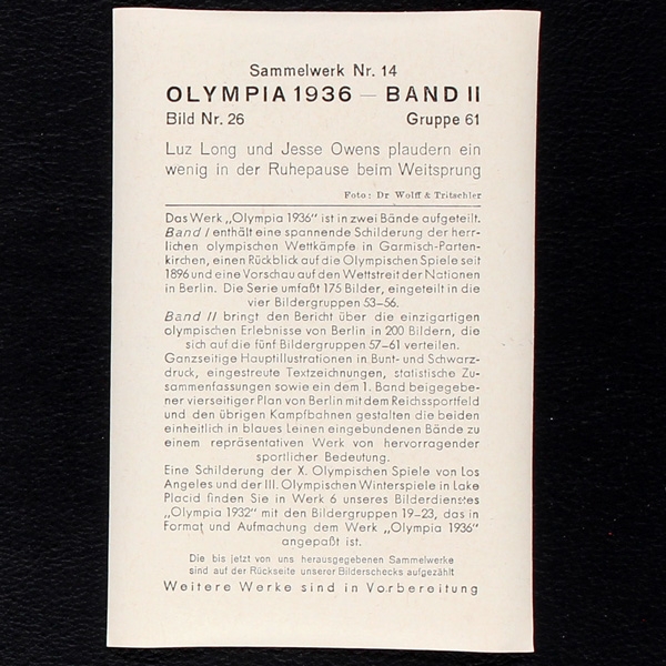 Jesse Owens Reemtsma Bild No. 26 - Olympia 1936