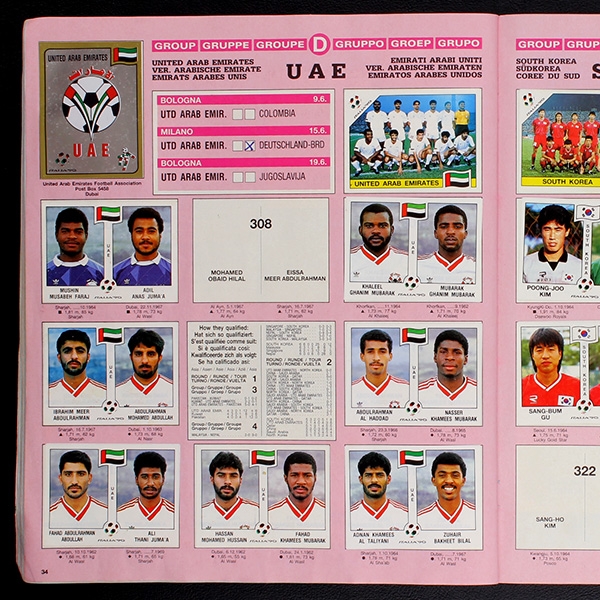 Italia 90 Panini Sticker Album teilgefüllt - schlecht