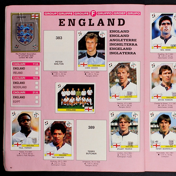 Italia 90 Panini Sticker Album teilgefüllt - schlecht