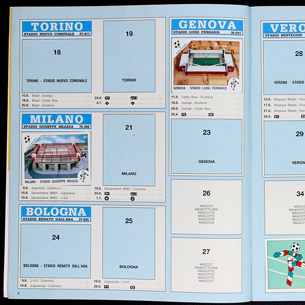 Italia 90 Panini Sticker Album teilgefüllt