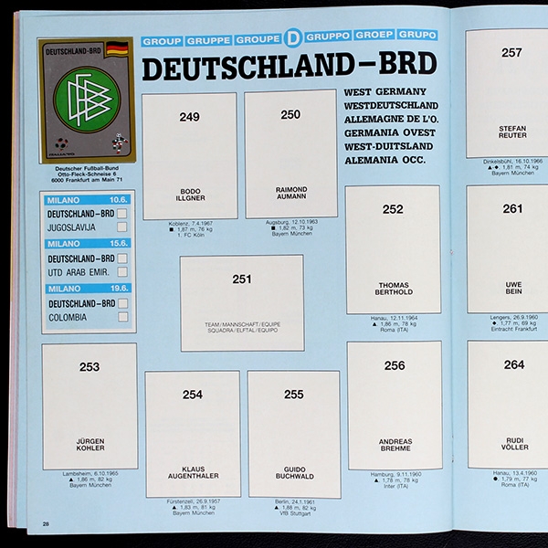 Italia 90 Panini Sticker Album teilgefüllt
