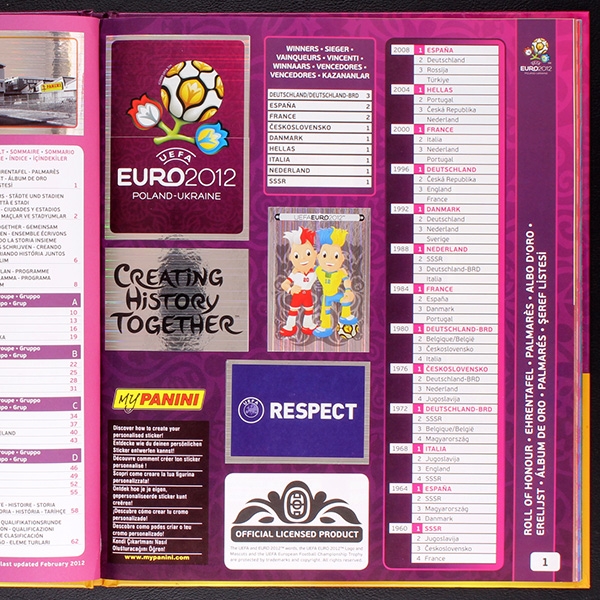 Euro 2012 Panini sticker album complete - Hardcover
