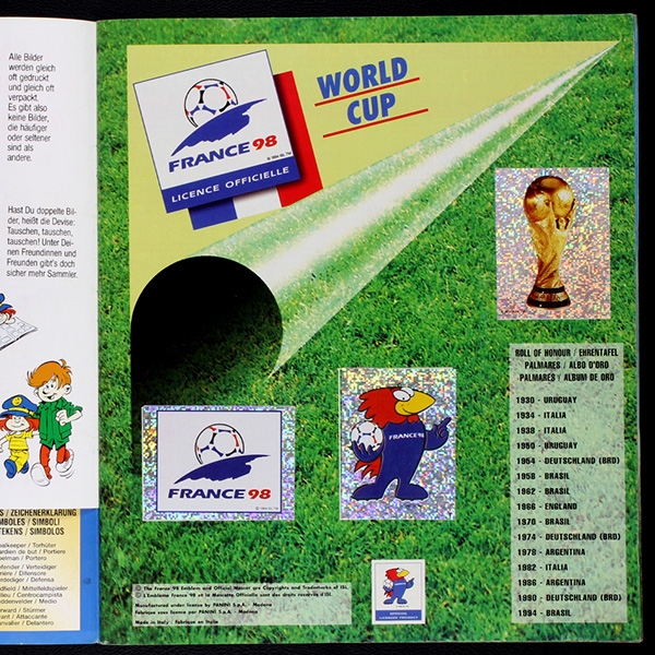 France 98 Panini Sticker Album fast komplett -11 o.I.
