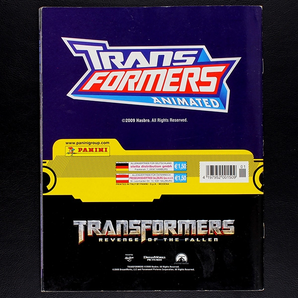 Transformers Animated Panini sticker album complete
