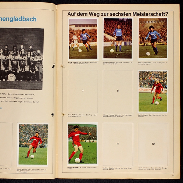 Fußball Bundesliga 1977 Bergmann Sticker Album teilgefüllt