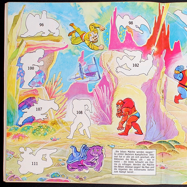 Masters of the Universe Panini Sticker Album teilgefüllt