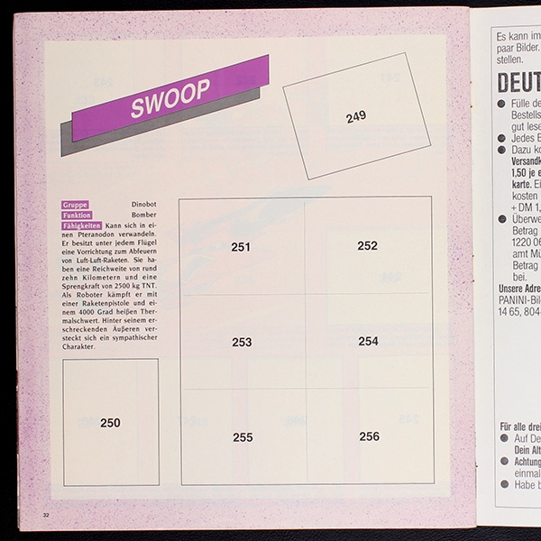 Transformers Panini album with stickers