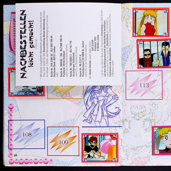 Sailor Moon Neue Serie Merlin Sticker Album teilgefüllt
