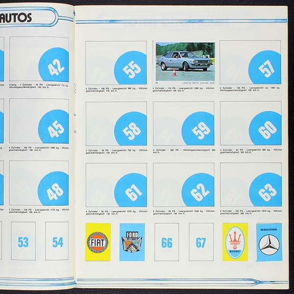 Auto 1977 Americana Sticker Album teilgefüllt