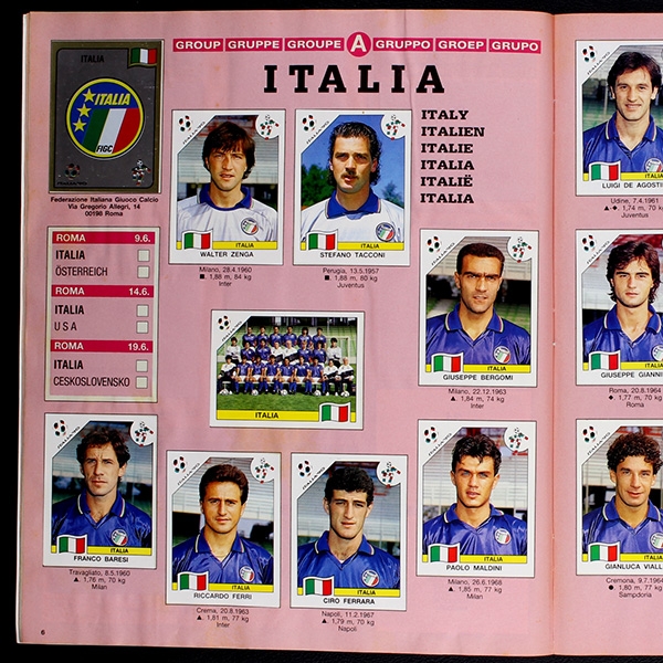 Italia 90 Panini Sticker Album komplett