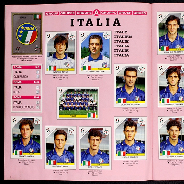 Italia 90 Panini Sticker Album komplett
