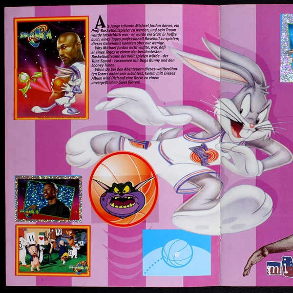 Space Jam Upper Deck Sticker Album teilgefüllt