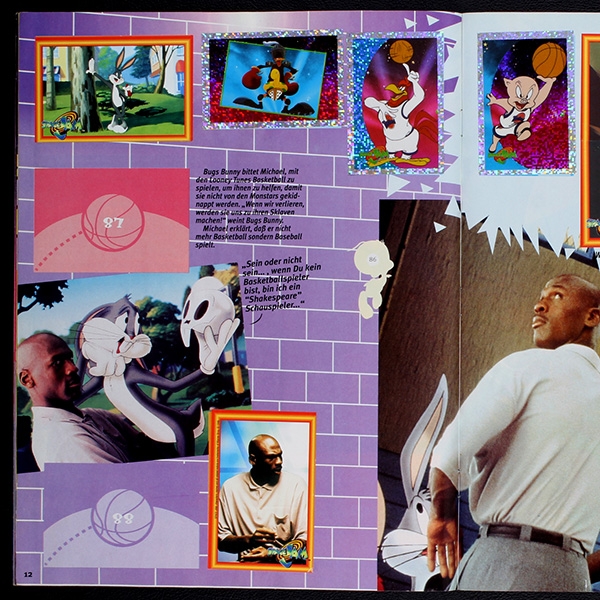 Space Jam Upper Deck Sticker Album teilgefüllt