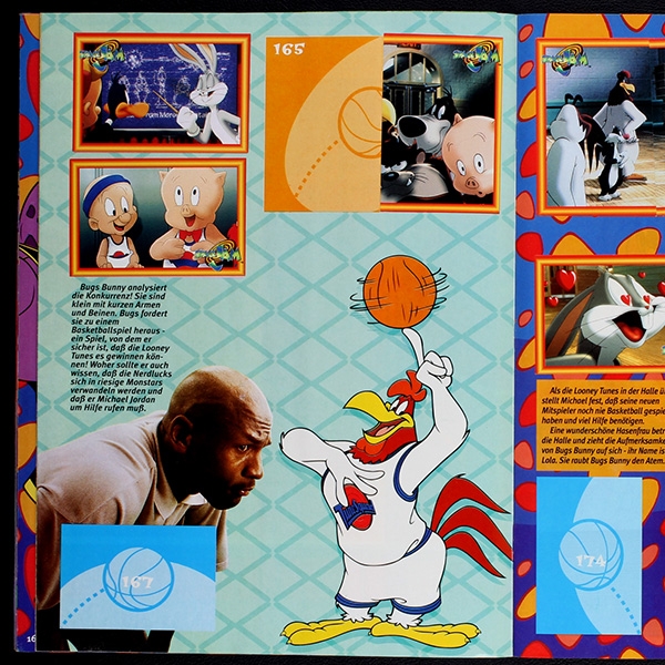 Space Jam Upper Deck Sticker Album teilgefüllt