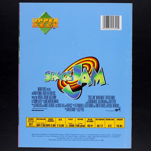 Space Jam Upper Deck Sticker Album teilgefüllt