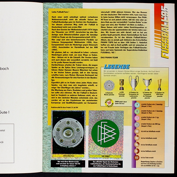 Fußball 95 Panini Sticker Album teilgefüllt -9