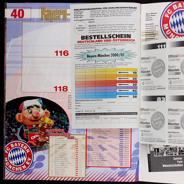 Bayern München 2000 Panini Sticker Album teilgefüllt