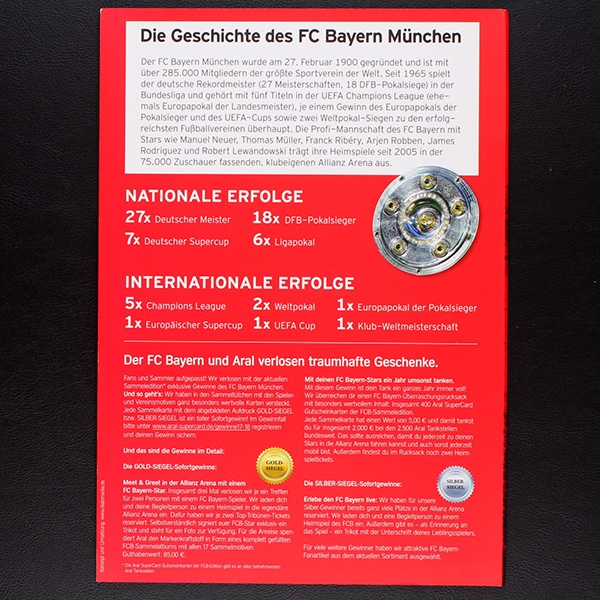 FC Bayern München 2017 Kicker Aral Cards Album