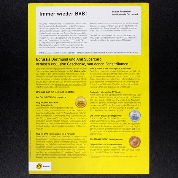 BVB 09 Dortmund 2017 Kicker Aral Cards Album