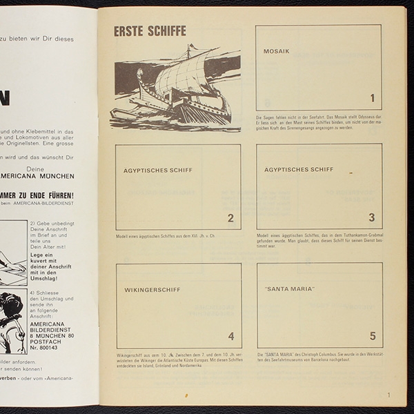 Schiffe und Eisenbahnen Americana Sticker Album teilgefüllt