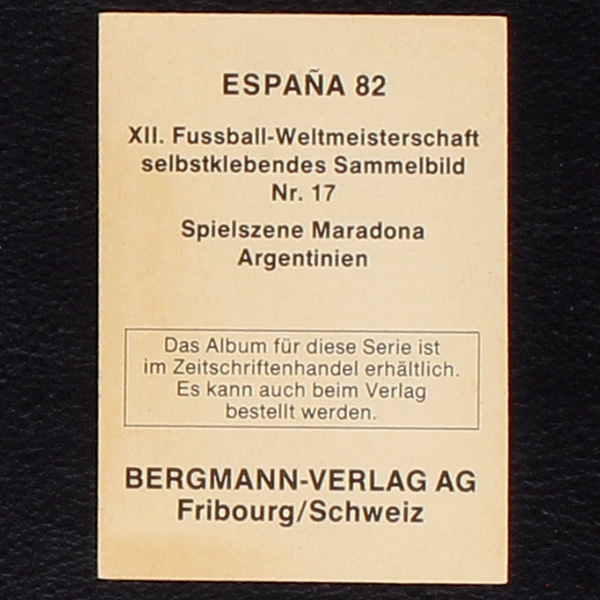 Maradona Bergmann Sticker No. 17 - Espana 82