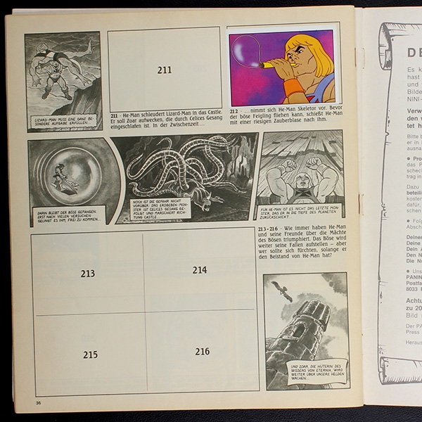 Master of the Universe Panini Sticker Album teilgefüllt