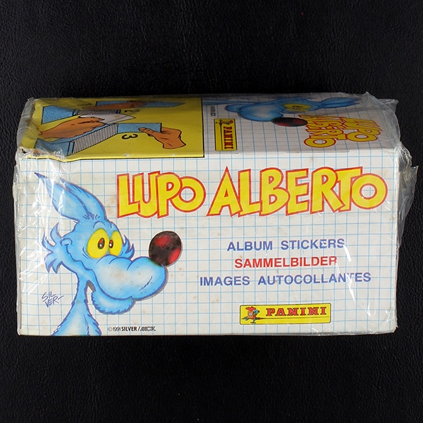 Lupo Alberto Panini Box mit 100 Sticker Tüten