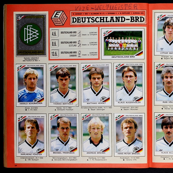 Mexico 86 Panini Sticker Album komplett