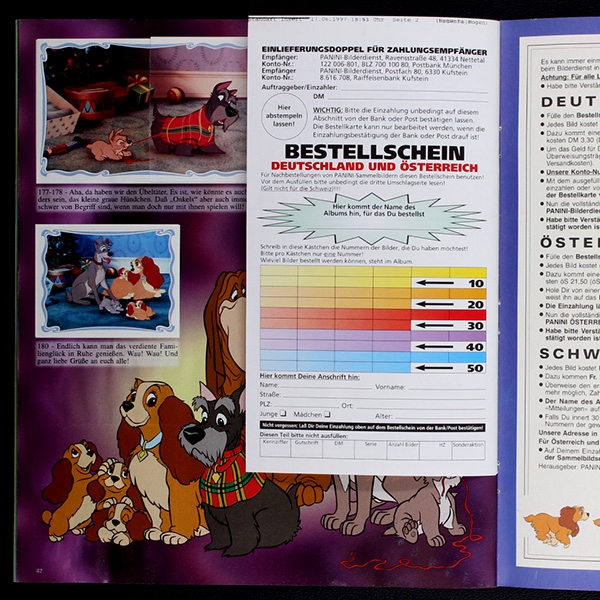 Susi und Strolch Panini Sticker Album komplett