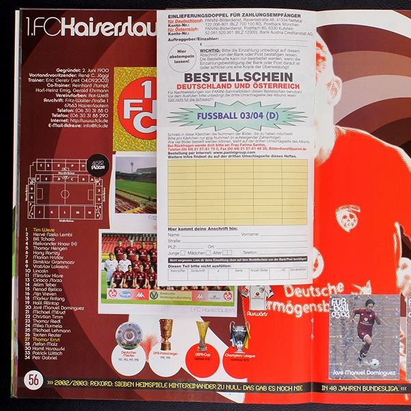 Fußball 2003 Panini Sticker Album komplett