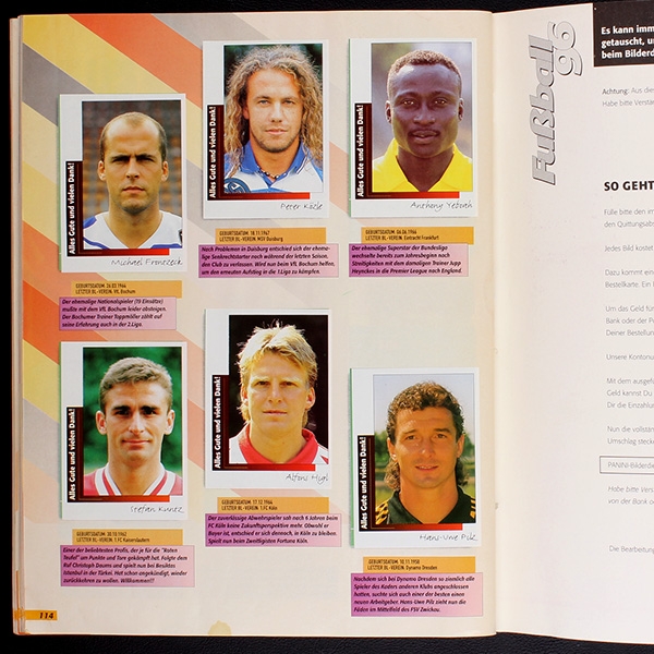 Fußball 96 Panini Sticker Album komplett + Tops Heft