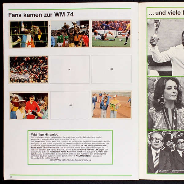 Deutschland Fußball Weltmeister 1974 Bergmann Album teilgefüllt