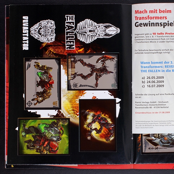 Transformers Panini Sticker Album komplett