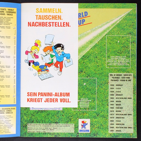 France 98 Panini Sticker Album teilgefüllt