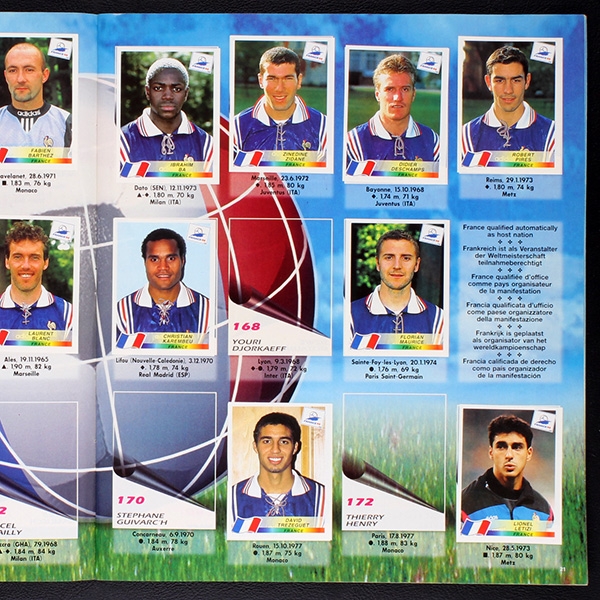 France 98 Panini Sticker Album teilgefüllt