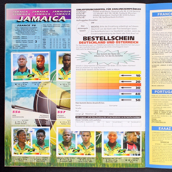 France 98 Panini Sticker Album teilgefüllt