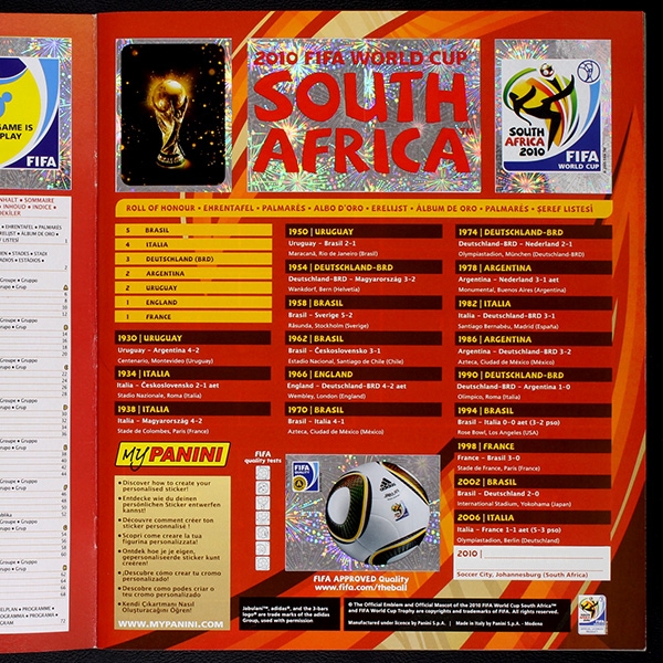 South Africa 2010 Panini Sticker Album komplett