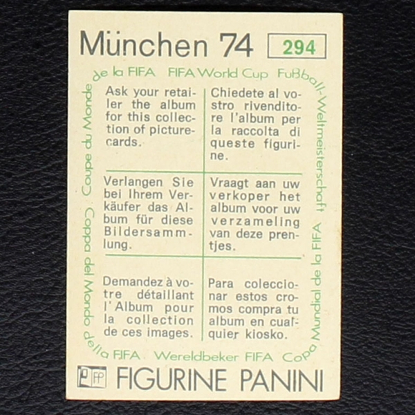 Francesco Morini Sticker No. 294 Panini - München 74