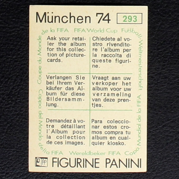 Mauro Bellugi Sticker No. 293 Panini - München 74