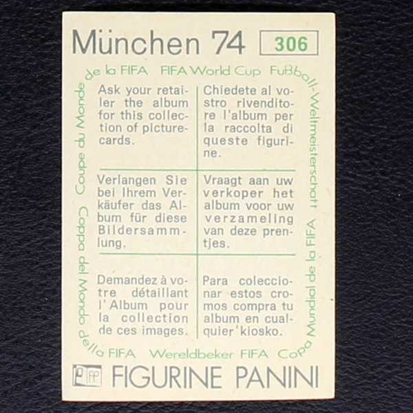 Luigi Riva Sticker No. 306 Panini - München 74
