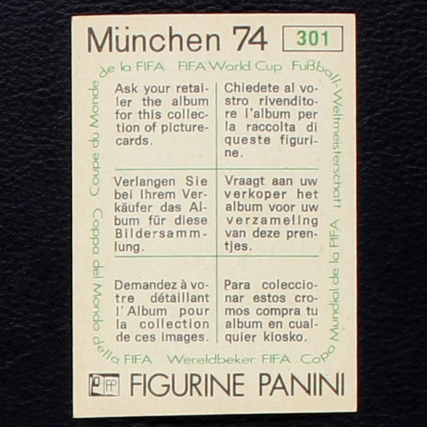 Sandro Mazzola Sticker No. 301 Panini - München 74