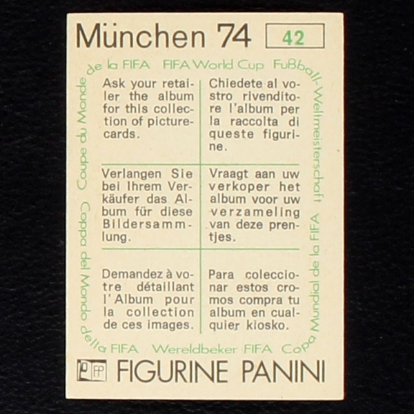 Rimet 1962 Sticker No. 42 Panini - München 74