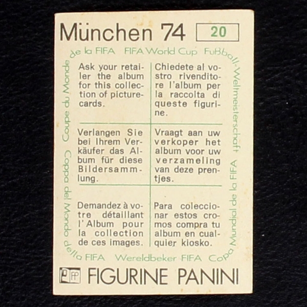 Rimet 1934 Sticker No. 20 Panini - München 74