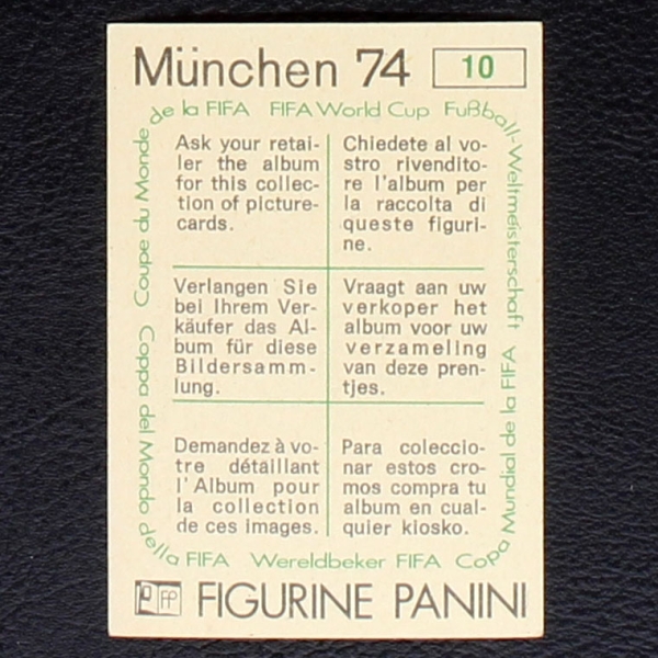 World Cup Pokal Sticker No. 10 Panini - München 74