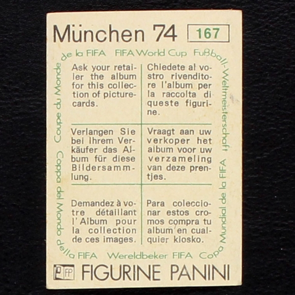 Valdomiro Sticker No. 167 Panini - München 74