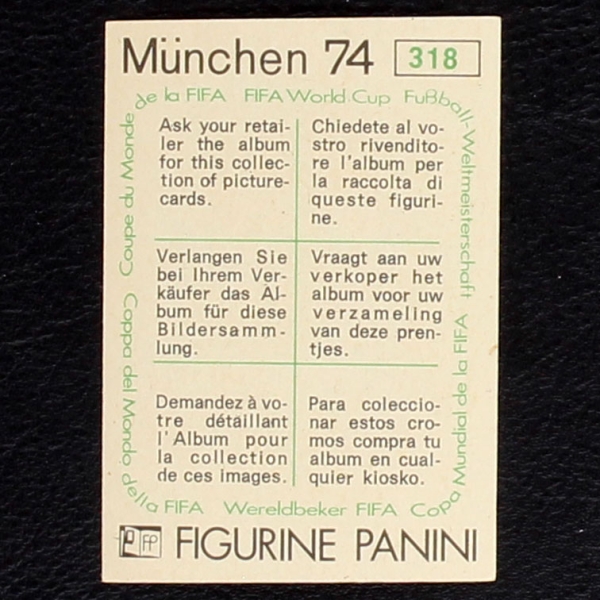Team Argentina Sticker No. 318 Panini - München 74